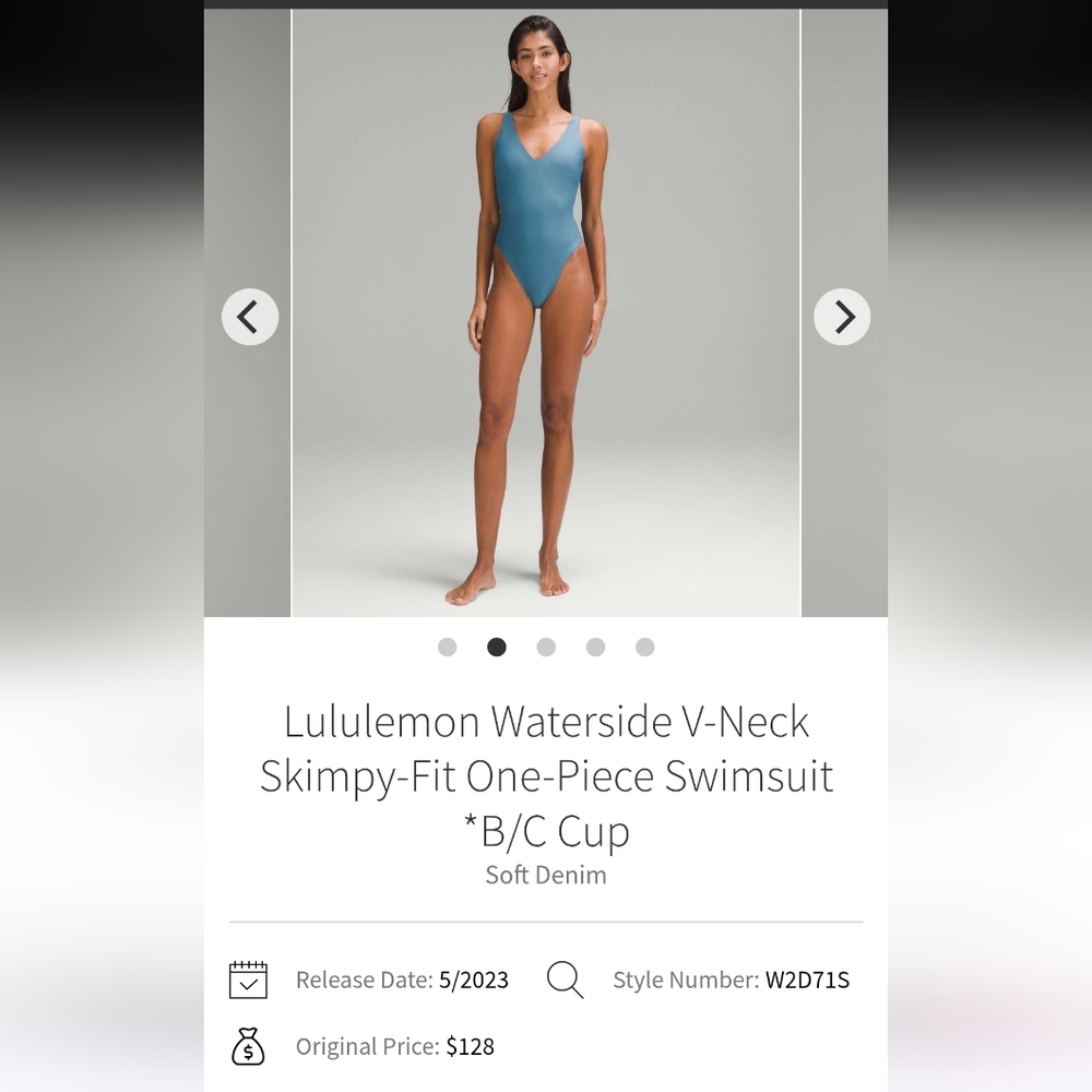 lululemon athletica Waterside V-Neck One-Piece Swimsuit in Soft Denim (Blue)